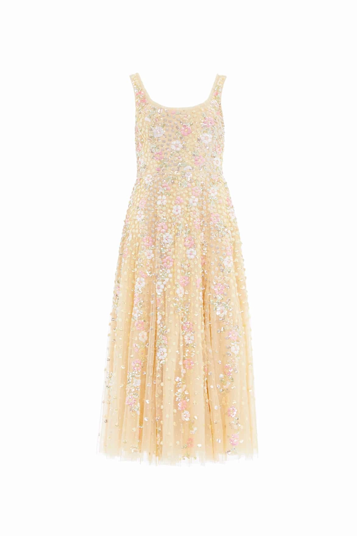 Mesh Soft Chilly Day Layers Confetti Scoop Neck Ballerina Dress