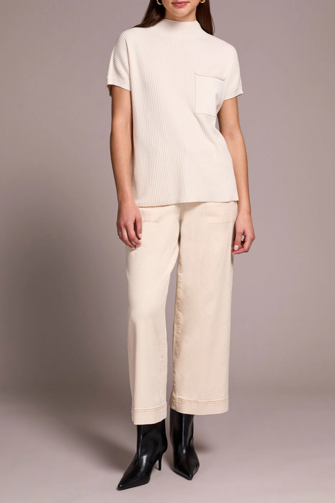 Tribal Dolman Pocket Sweater in Moonstone Double Layered Fabric Compression Gradient