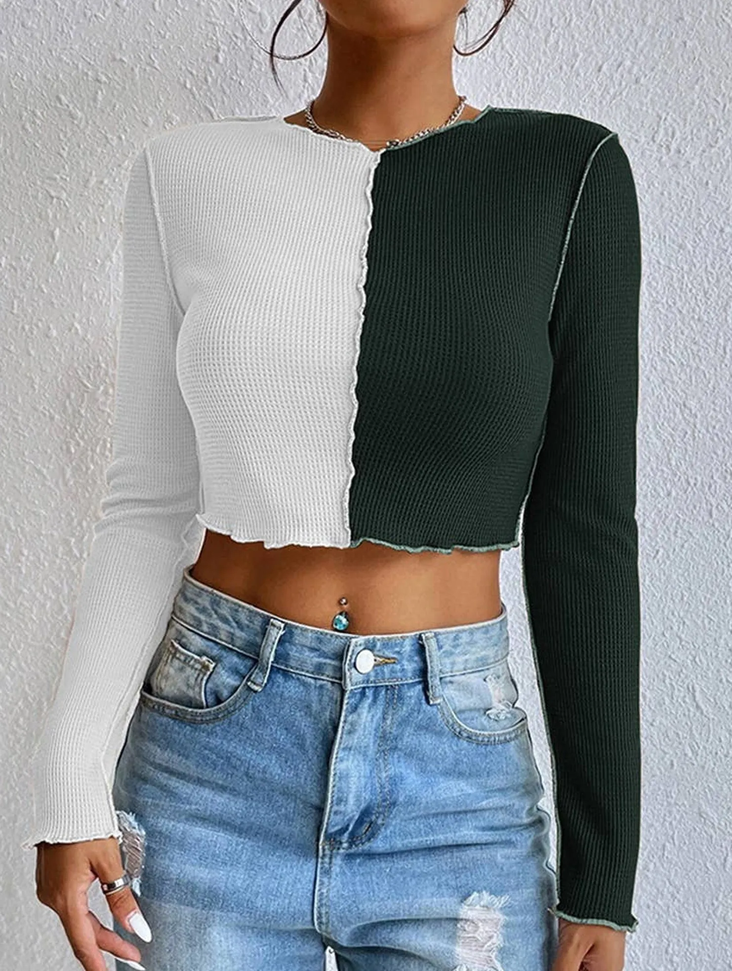 Seamless Knit Design COLOR CONTRAST STITCHING STITCHING CAR TOP_CWTBLL0856