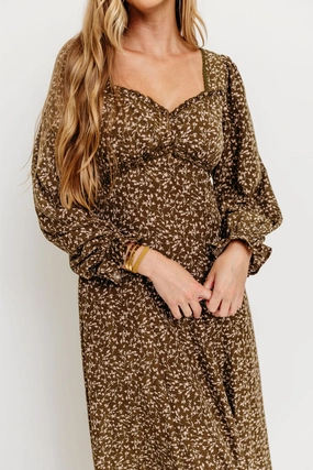 Grace Flow Comfy Look Erin Floral Maxi Dress in Olive