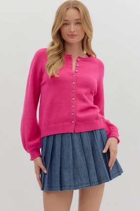 FrictionReducing DurableWeave Coraline Soft Cardigan Sweater in Pink