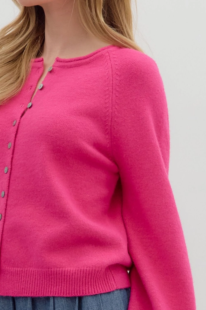 Coraline Soft Cardigan Sweater in Pink Active Look Convertible Neckline
