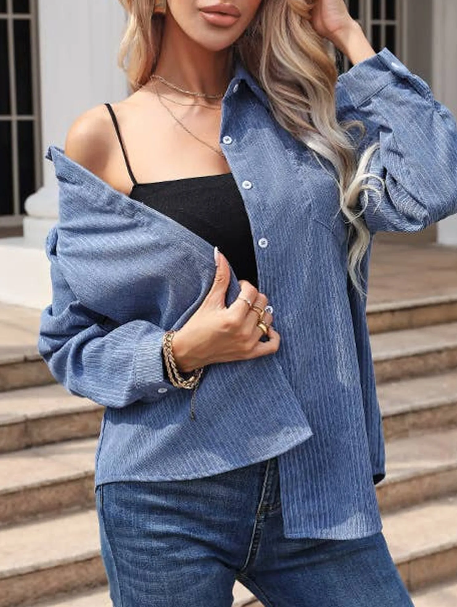 CORDUROY LONG-SLEEVED BAGGY SHIRT_CWTBLL0907 Compression Gradient