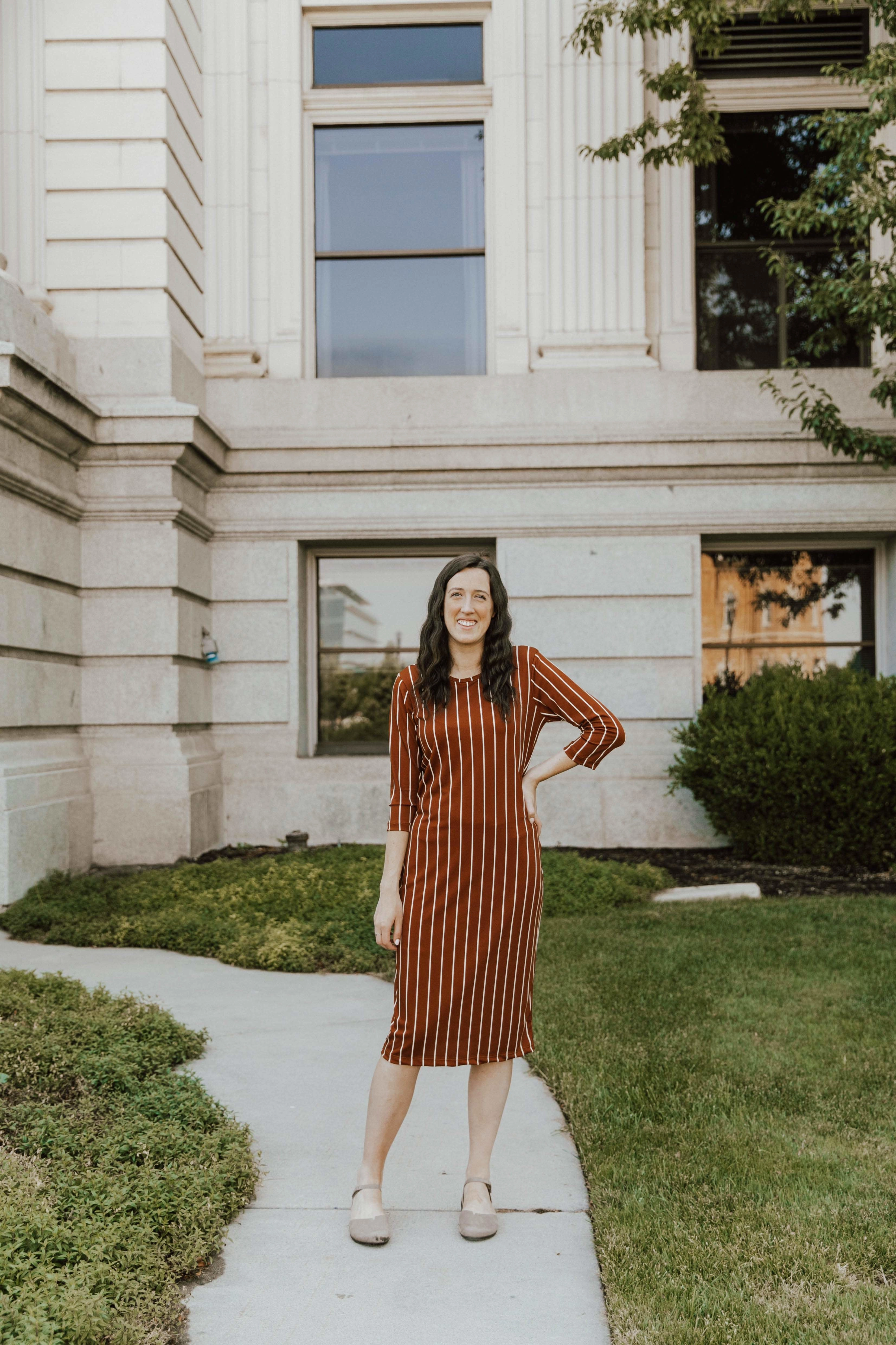 Sheer Light Jadyn Dress Gold Stripe