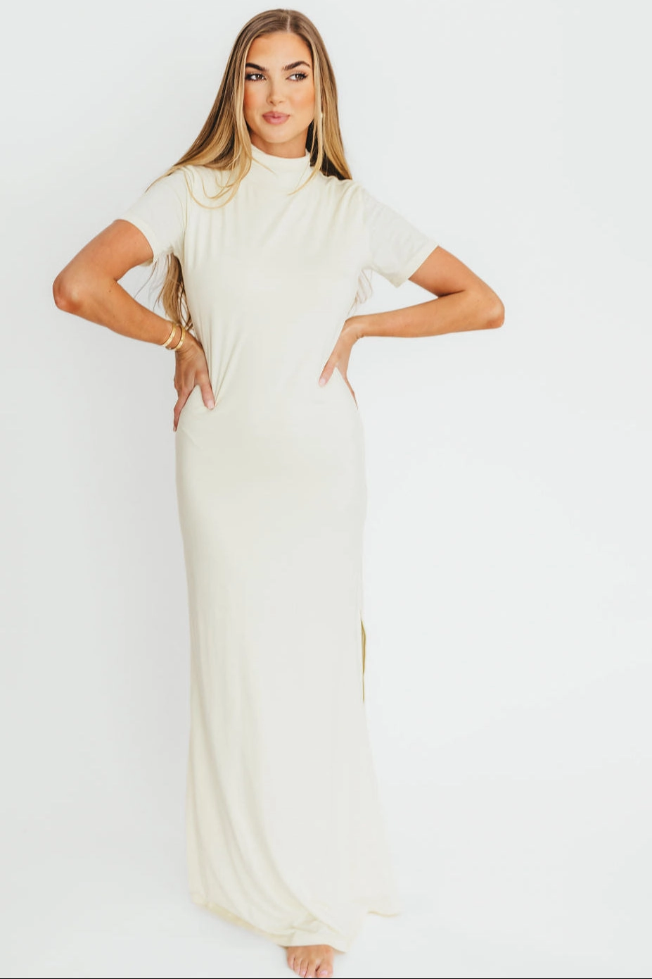 Ellis Maxi Dress in Ivory - Bump Friendly *Final-Sale* Chic Rhythm