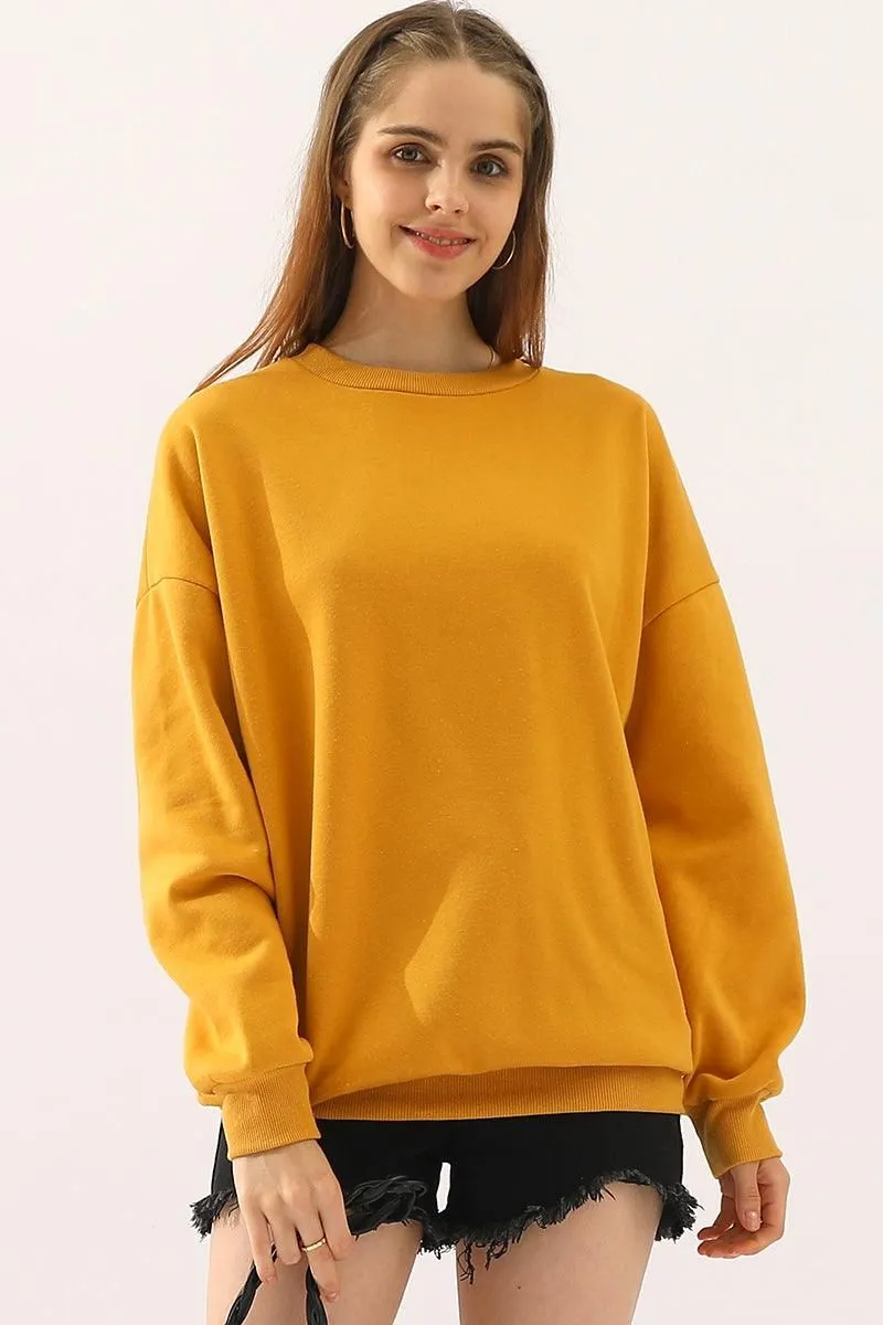 CREW NECK LONG SLEEVE PULLOVER TOPS SWEATSHIRT Erasable Surface Coating