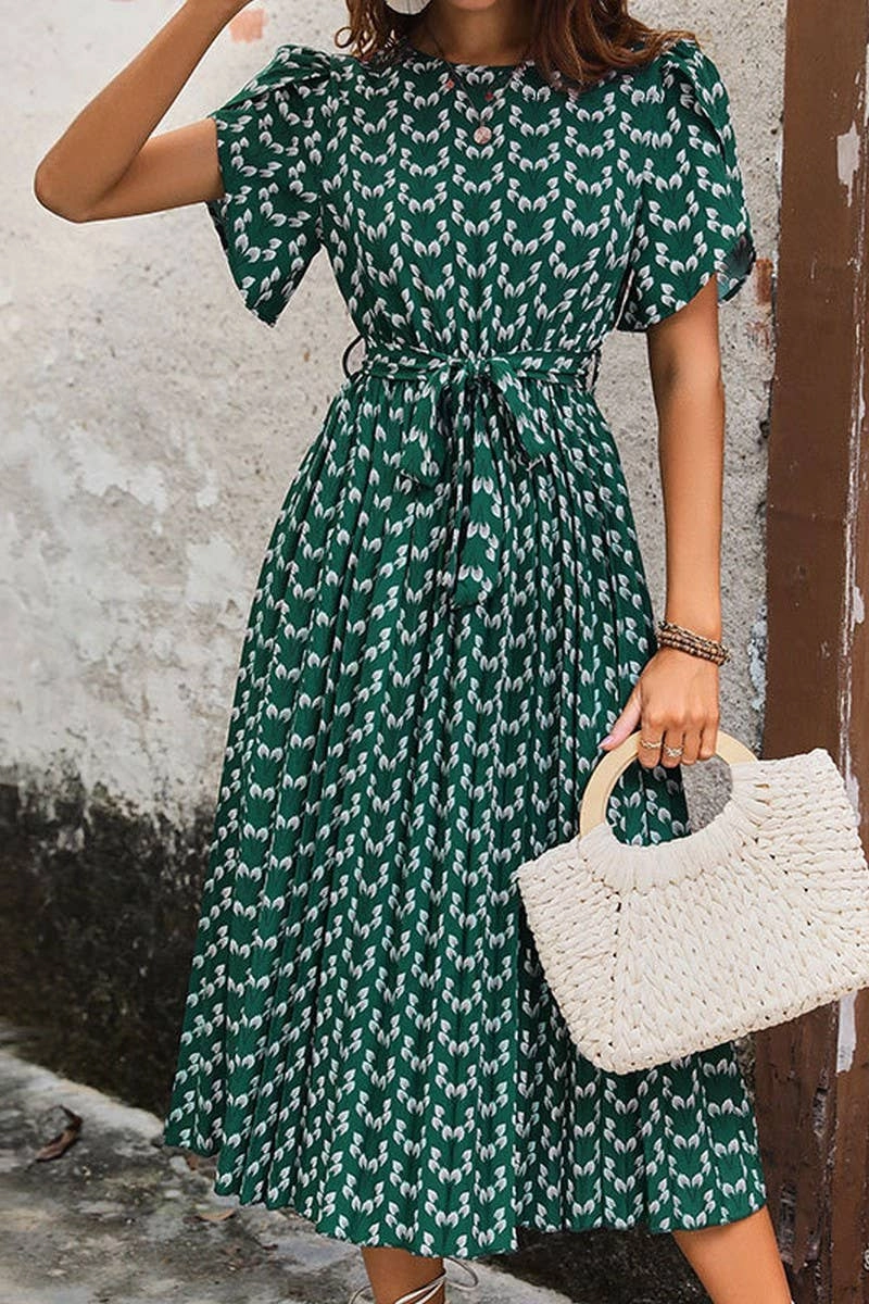 CREW NECK FLORAL PRINT DRESS_CWDSD2684 Layered Design