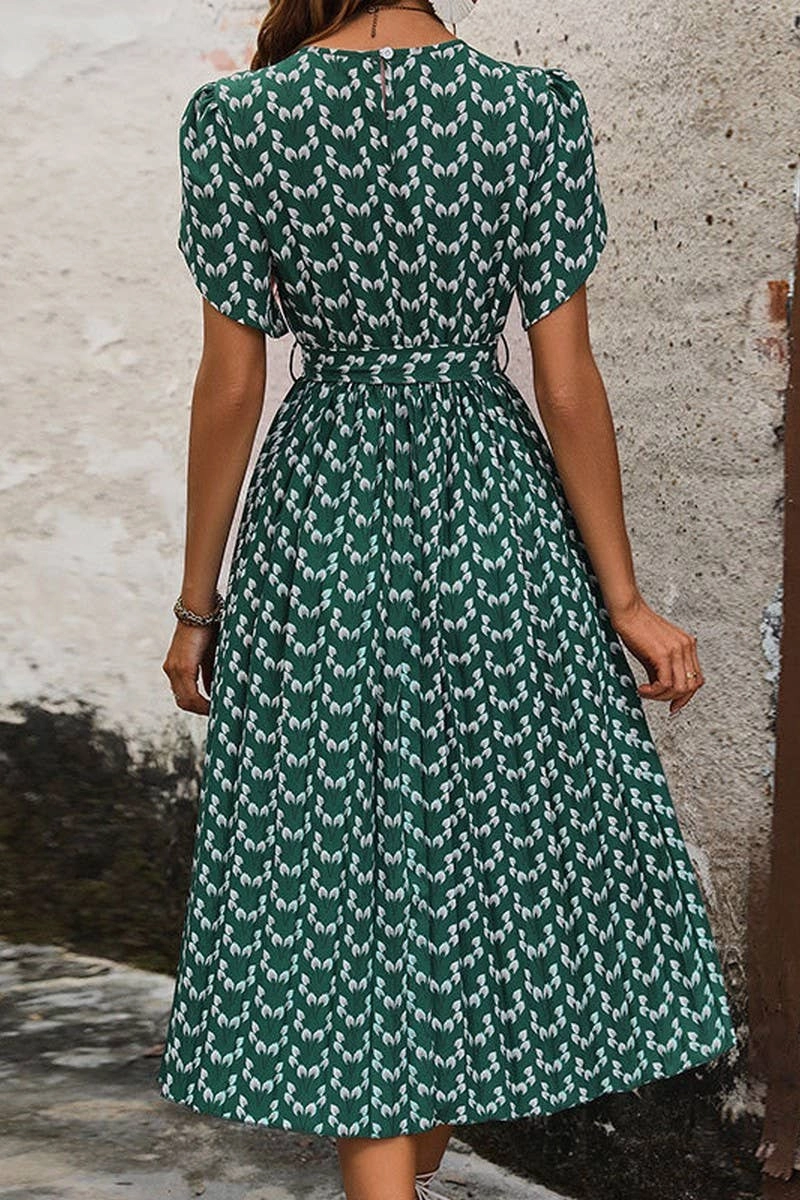 CREW NECK FLORAL PRINT DRESS_CWDSD2684 Elegant Touch Cozy Base