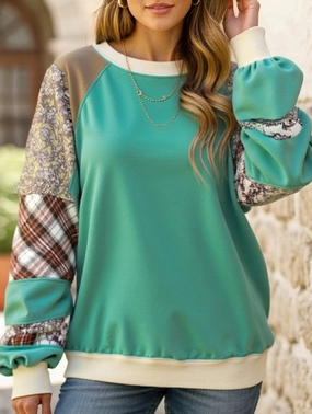 CREW-NECK, LONG-SLEEVED CASUAL PRINT HOODIE Eco Friendly Blend