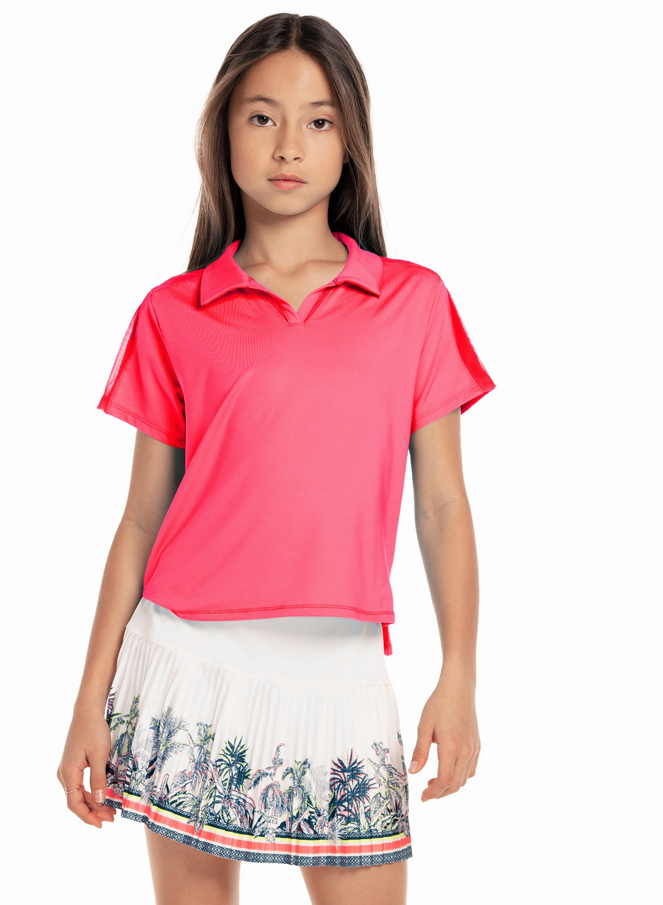 Breathable Lining Quick-Dry Cropped Polo Short Sleeve