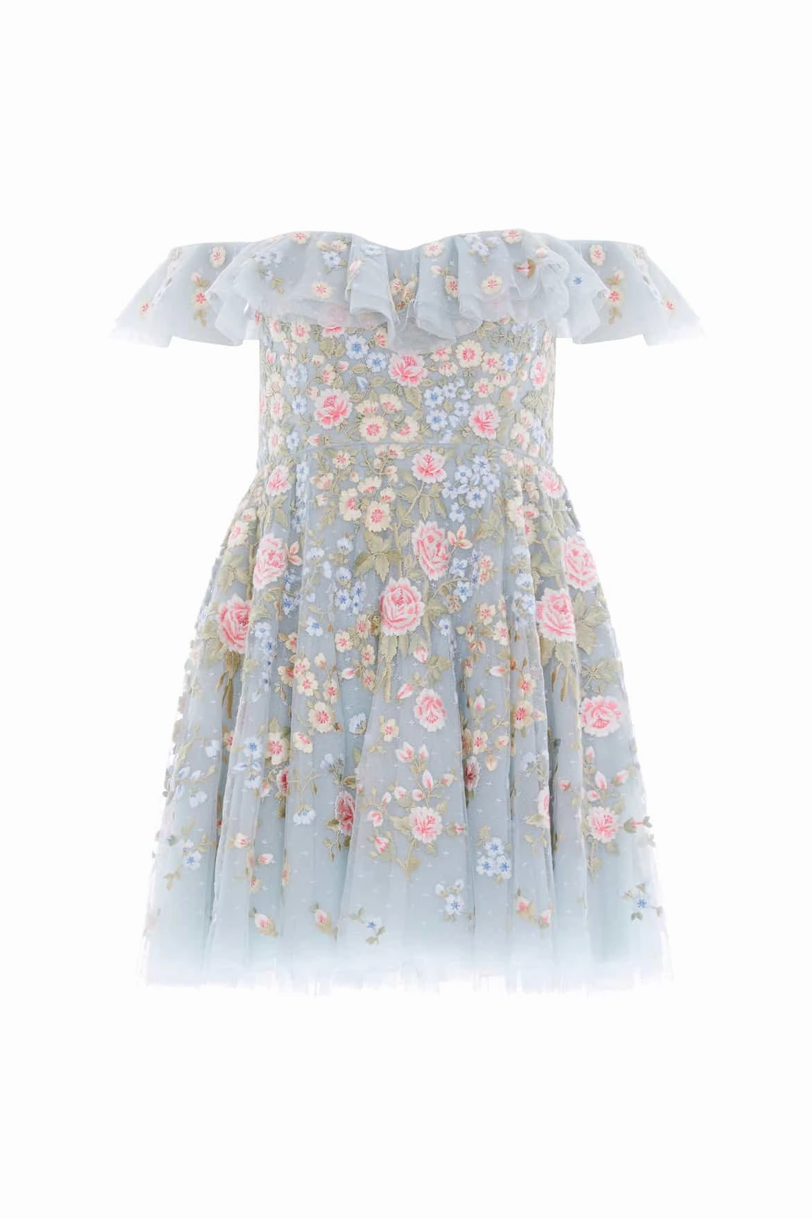 Smooth Vibes Modern-style Antoinettes Floral Off-Shoulder Micro Mini Dress