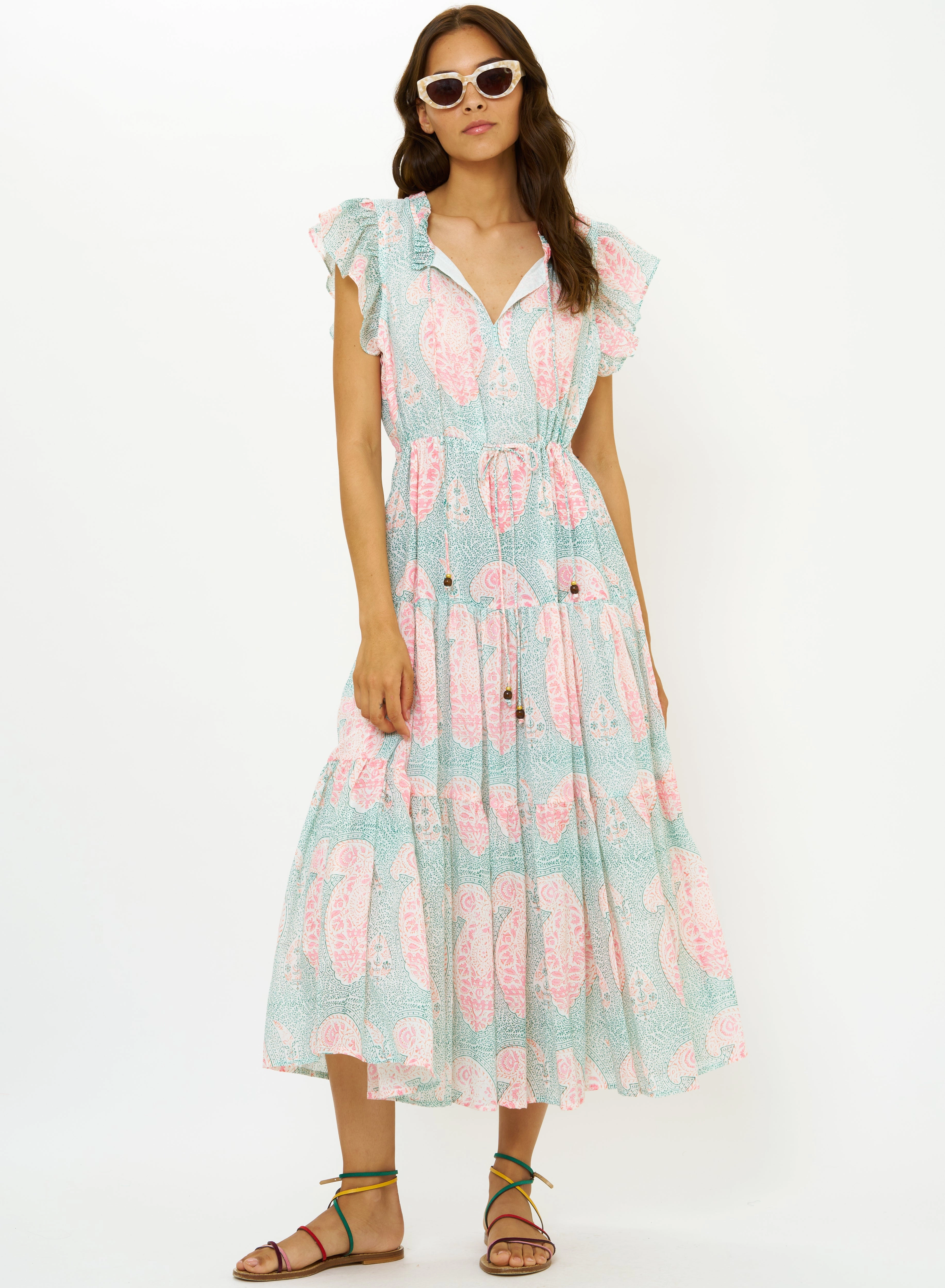 Cinched Flirty Midi Samode Green Autumn Ready