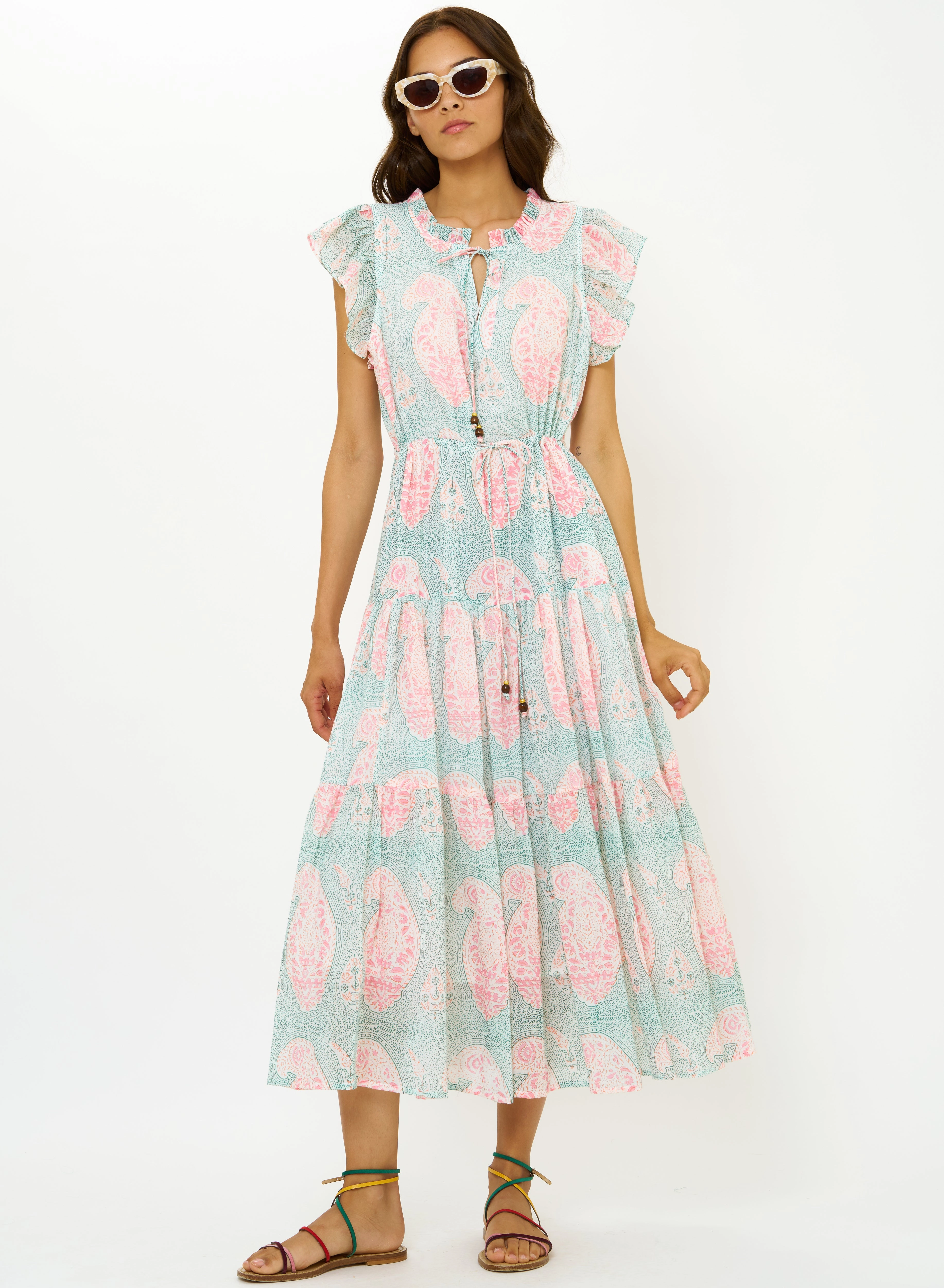 Cinched Flirty Midi Samode Green Elegant Everyday