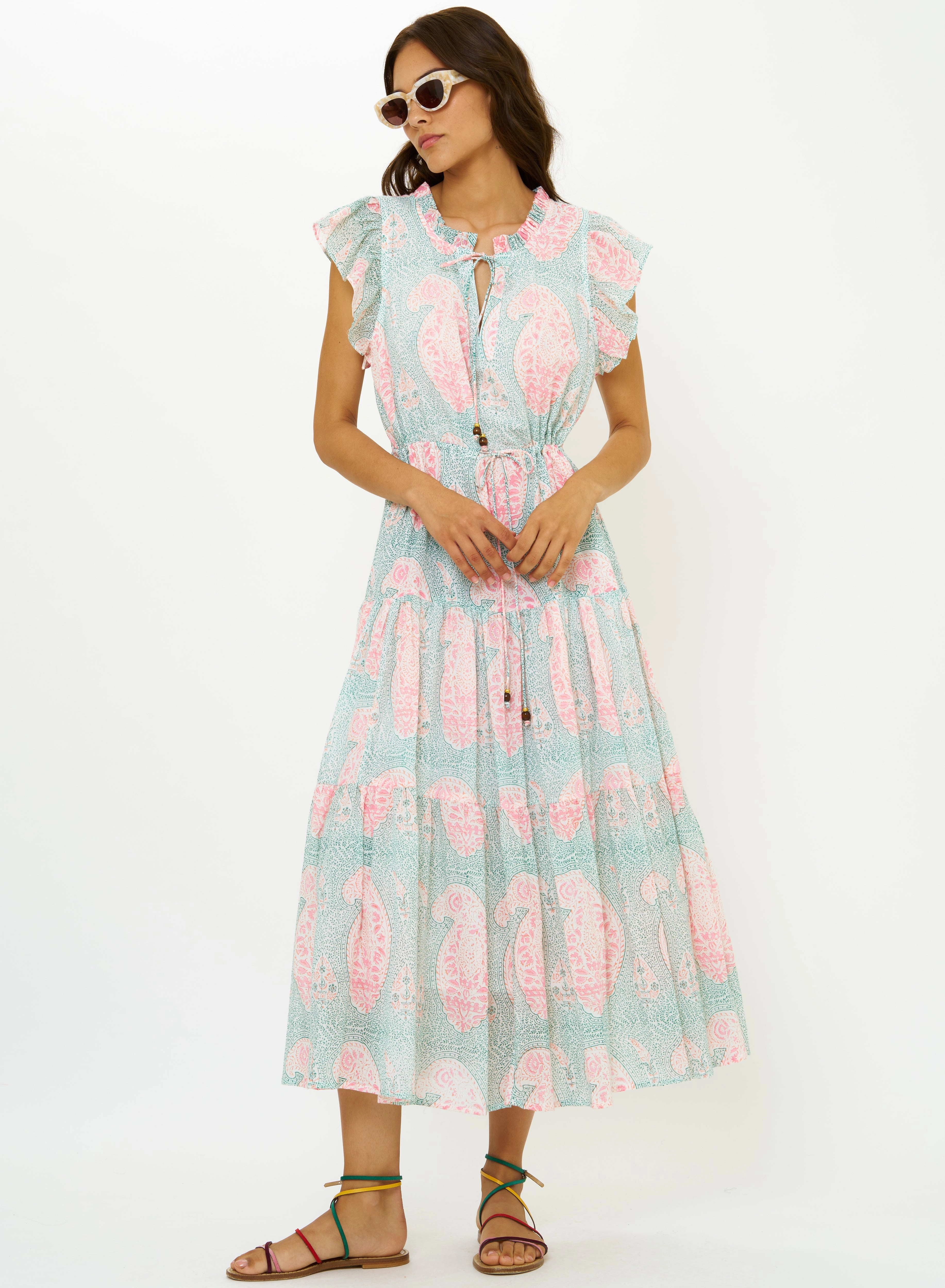 Casual Mode Cinched Flirty Midi Samode Green