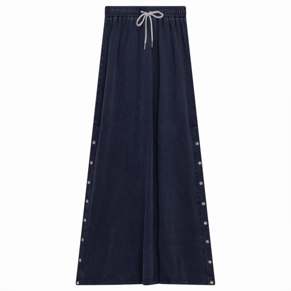 Relaxed Outfit Unclear Dark Denim Wash Distressed A Line with Snaps SB3CYT2056SA