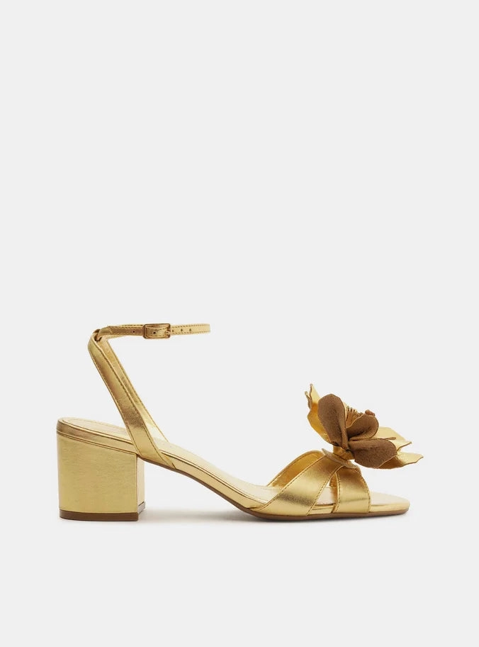 Breathable Design Multi Shade Daisy Leather Block Sandal