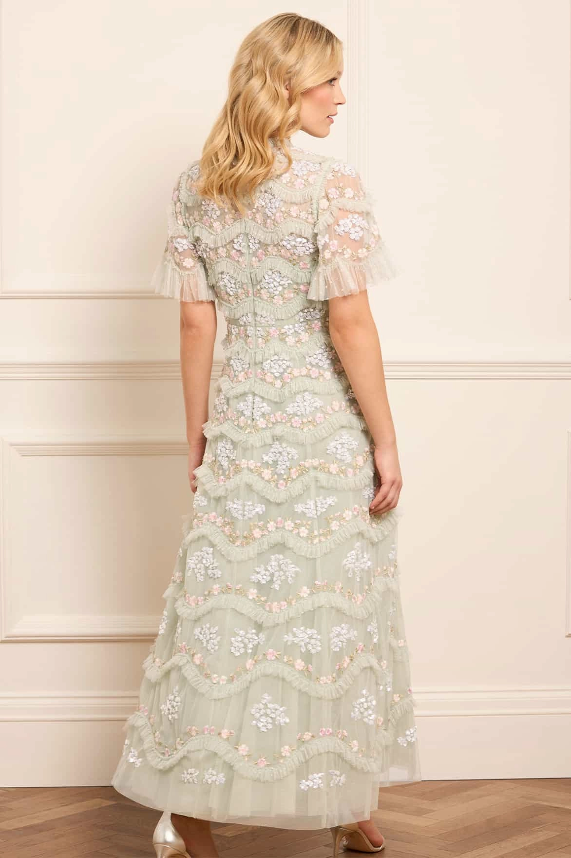 Daisy Wave Ankle Gown Minimal Curve Side Pleats