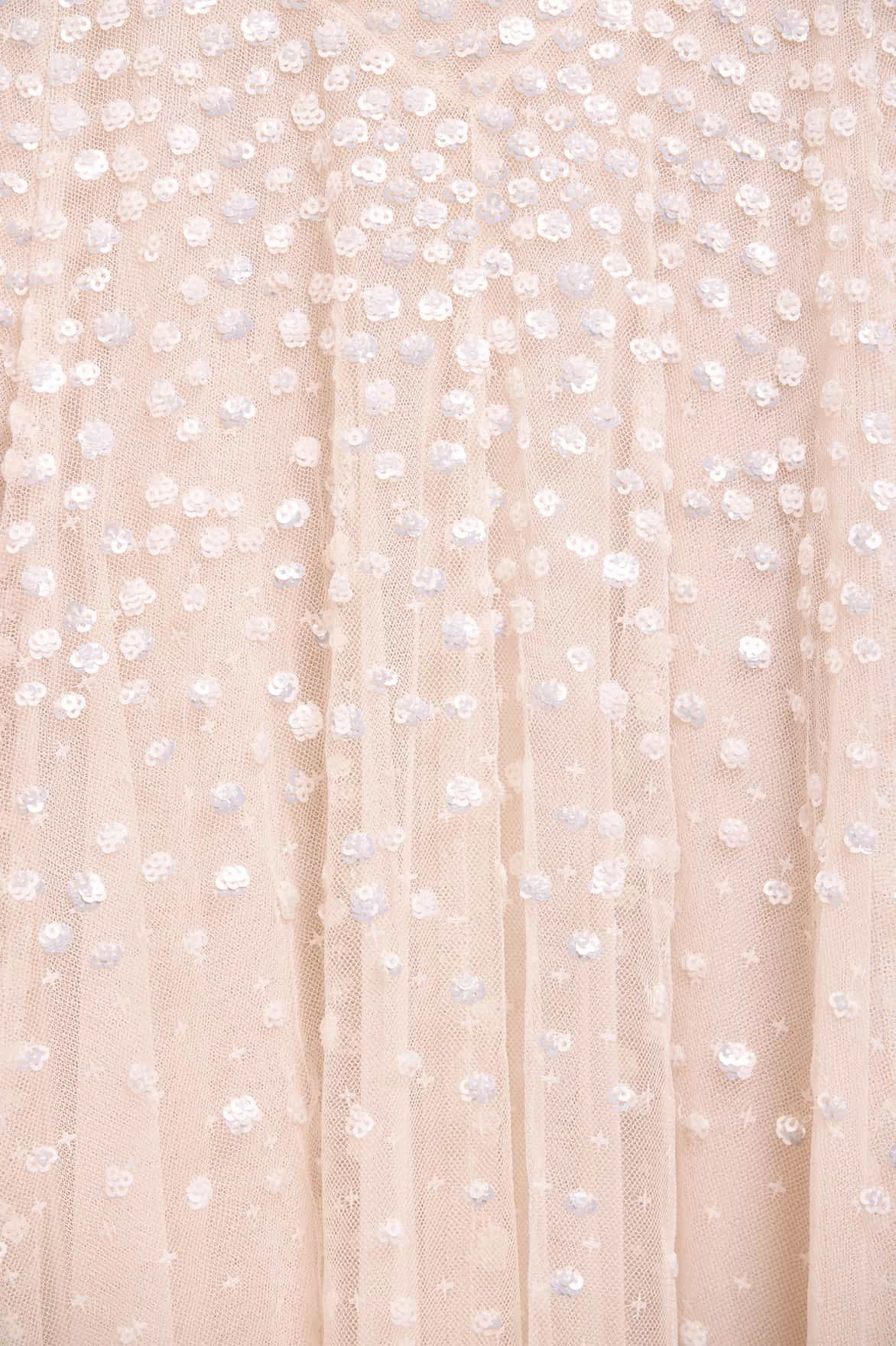 Dappled Sequin Cape Ankle Gown FoldablePackaging Fine Details