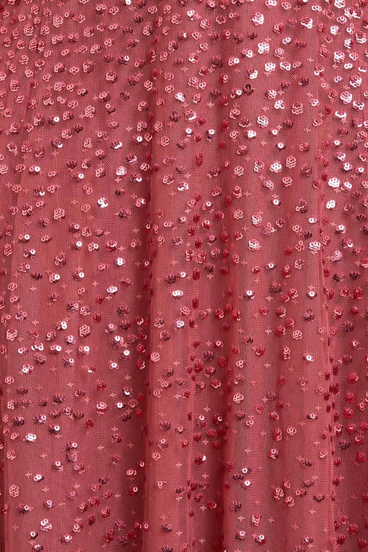 Outdoor Ready Signature-Style Dappled Sequin Long Sleeve Ankle Gown