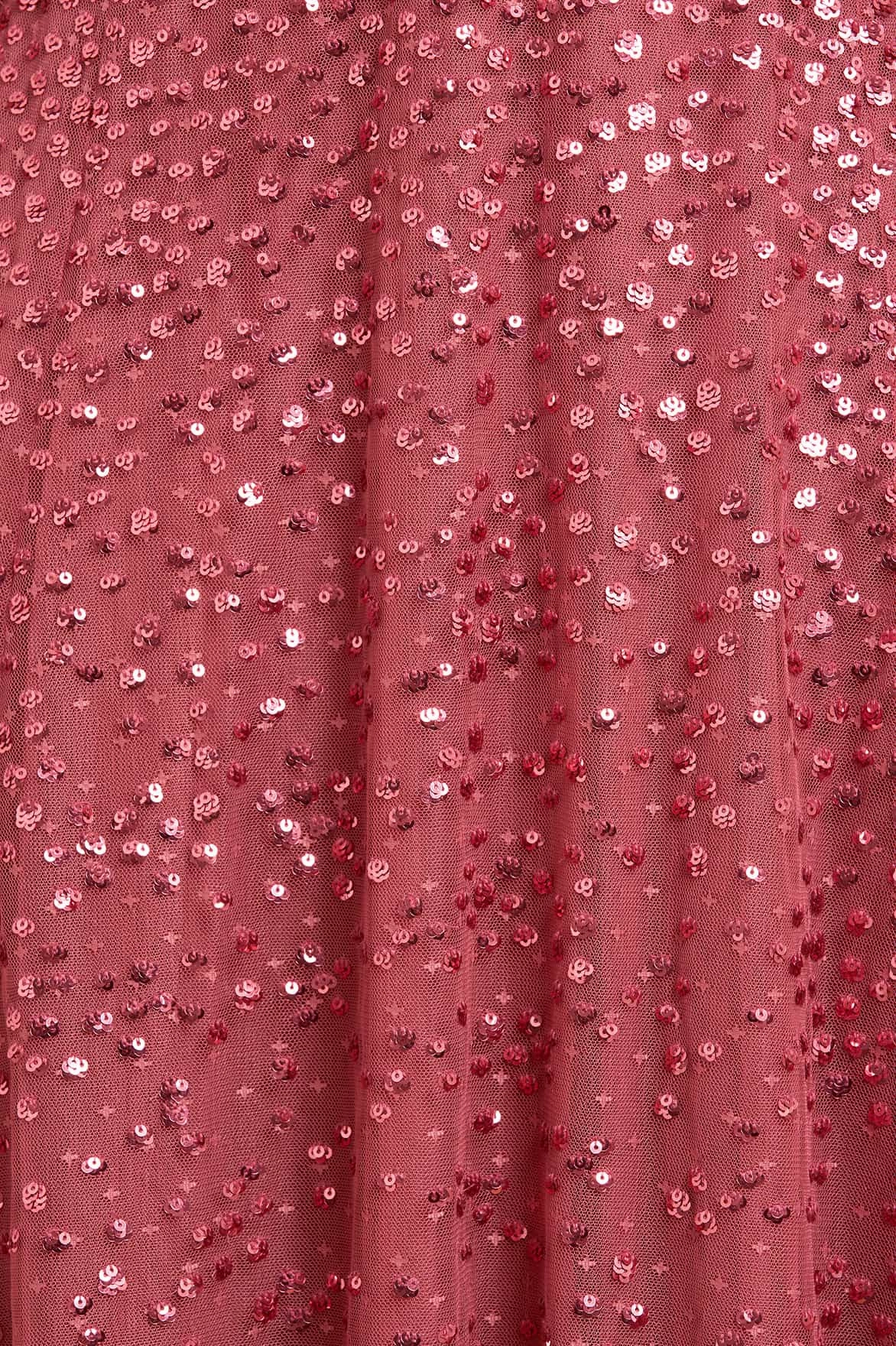 Dappled Sequin Long Sleeve Ankle Gown Layered Comfort Pure Aesthetic