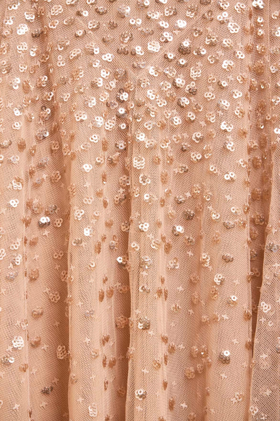 Smart Texture Dappled Sequin Off-Shoulder Ankle Gown