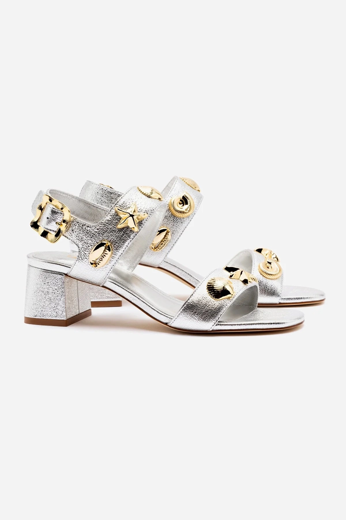 Madison Block In Silver Metallic Leather Wide toe box