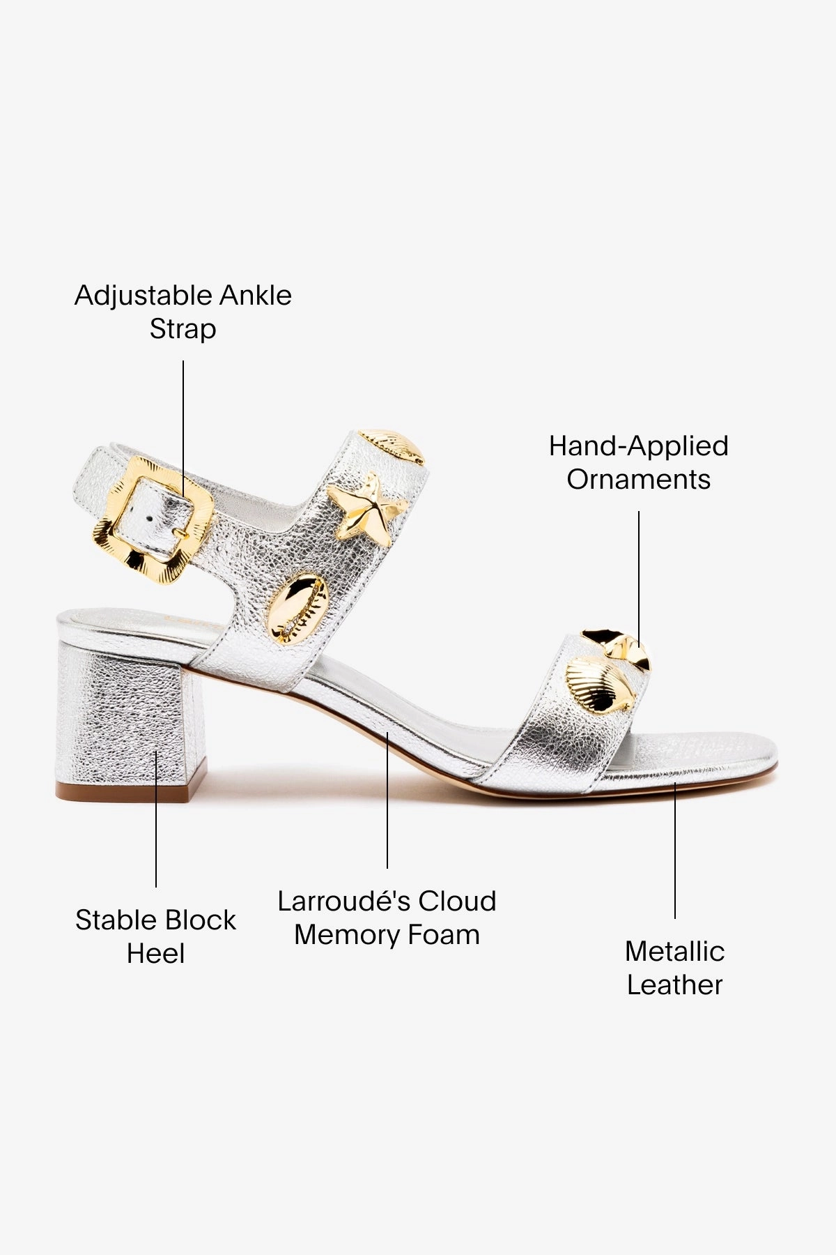 Lace Up Madison Block In Silver Metallic Leather