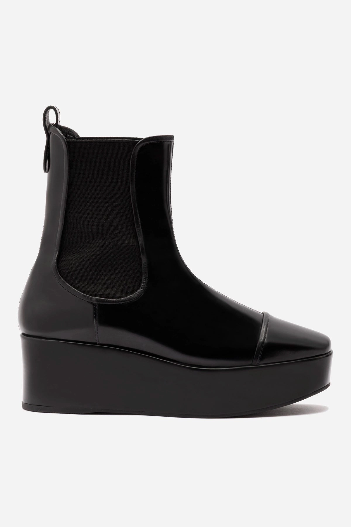Anti Slip Outsole Dani Chelsea Flatform Boot In Black Box Leather