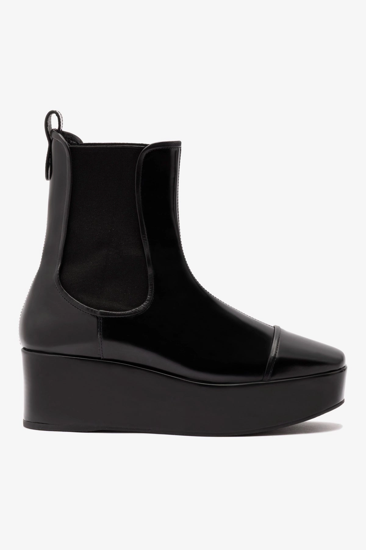Comfort Midsole Queen Touch Dani Chelsea Flatform Boot In Black Box Leather