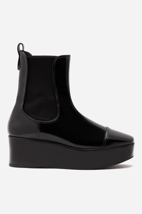 Anti Slip Outsole Dani Chelsea Flatform Boot In Black Box Leather