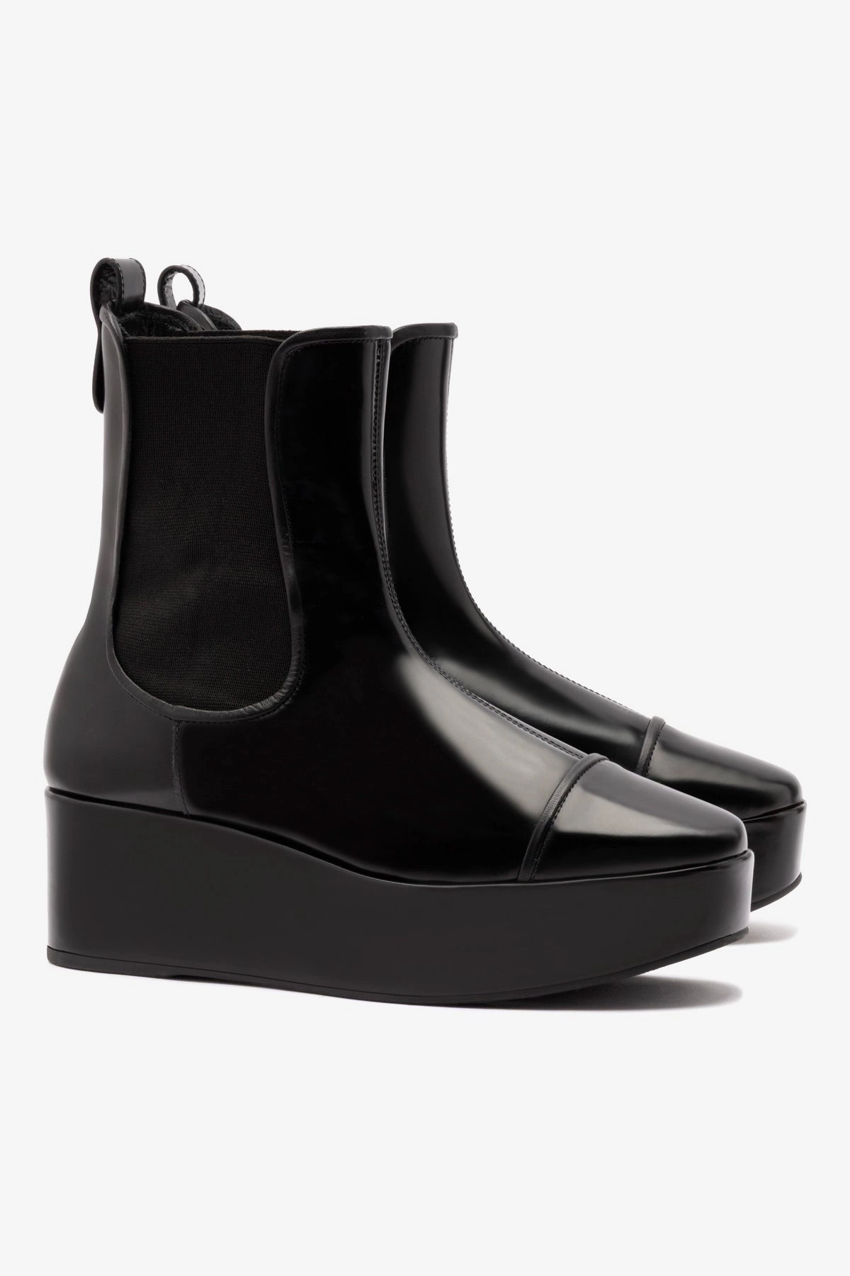 Angel Glow Dani Chelsea Flatform Boot In Black Box Leather