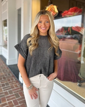 Elegant Look FlexibleWaistband Days Like This Black Short Sleeve Sweater