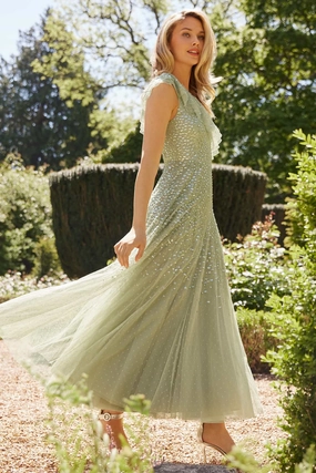Winter Layering Dappled Sequin One-Shoulder Ankle Gown
