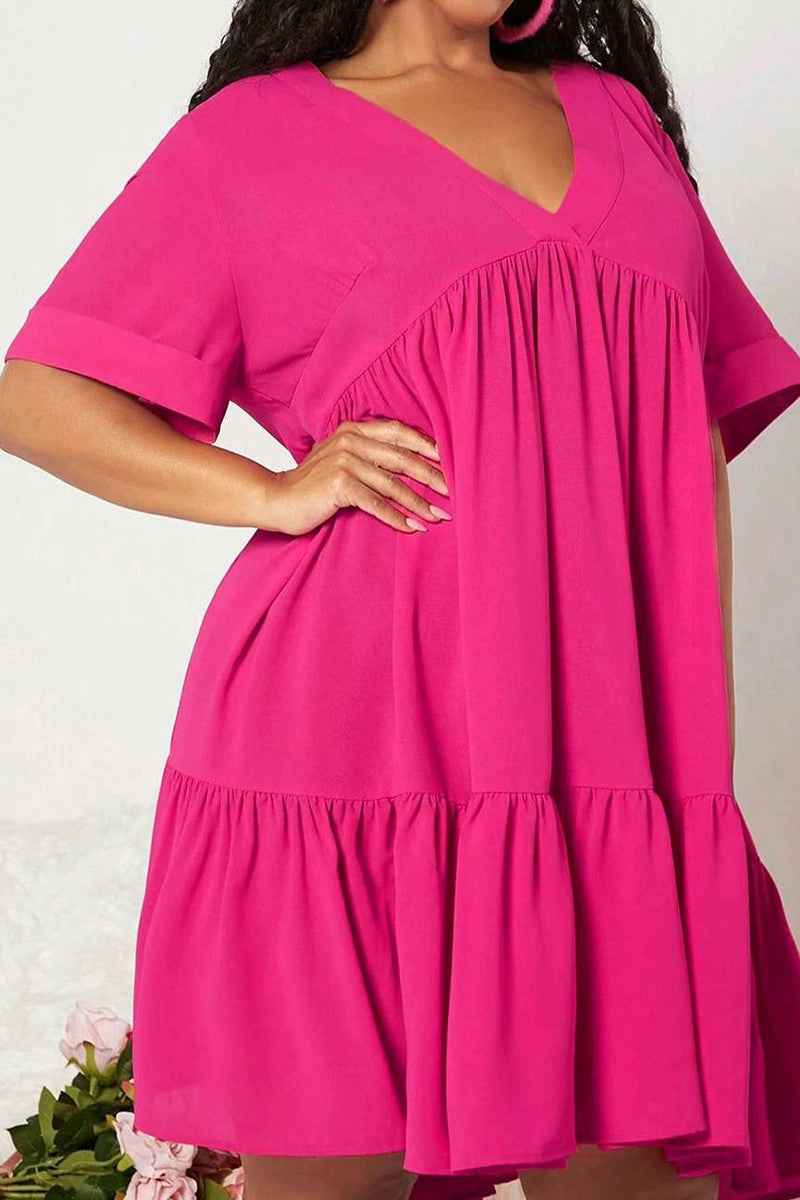 Winter Proof Modern Motion DEEP V-NECK RUFFLED LONG SLIM FIT DRESS_CWDSD3338