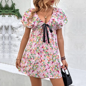 DEEP V SEXY DRESS_CWDSD3493 Chic boho dress