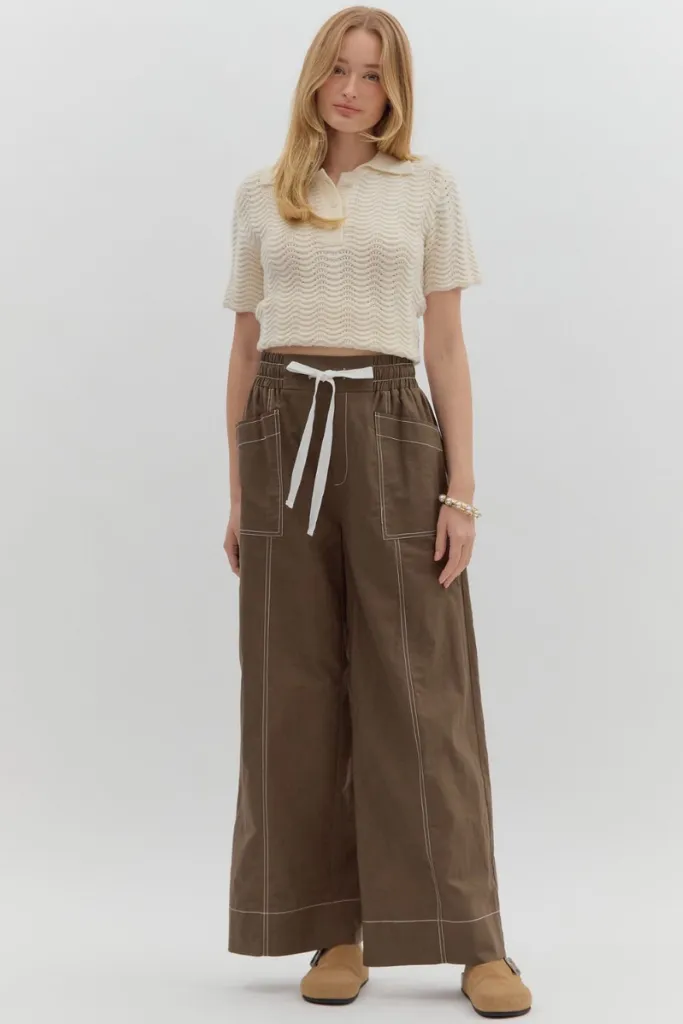Delaney Wide Leg Pant Cooling Fabric Durable Twill