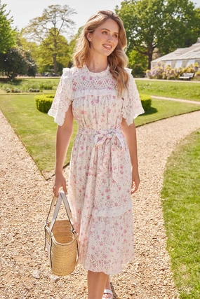 Rose Ditsy Cotton Broderie Midaxi Dress Cool Shape