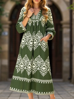 Summer Mood Ethnic style geometric print loose dress
