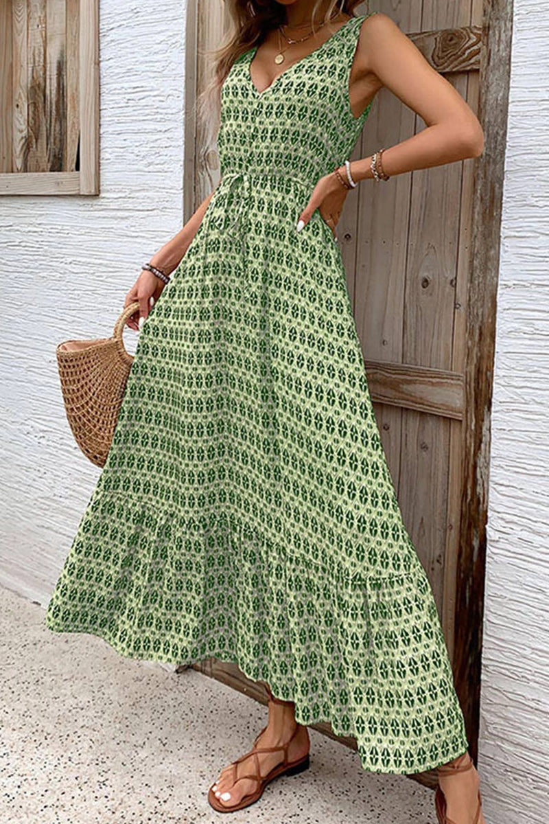 DIAMOND PRINT SLEEVELESS DRESS_CWDMD2135 Modern Texture Gradient Shade