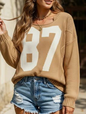 Digital knitted loose long-sleeved pullover sweater Variable Tension Adjustment