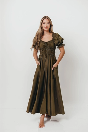 Free Step Sydnee Cotton Maxi Dress in Dusty Olive - Bump Friendly
