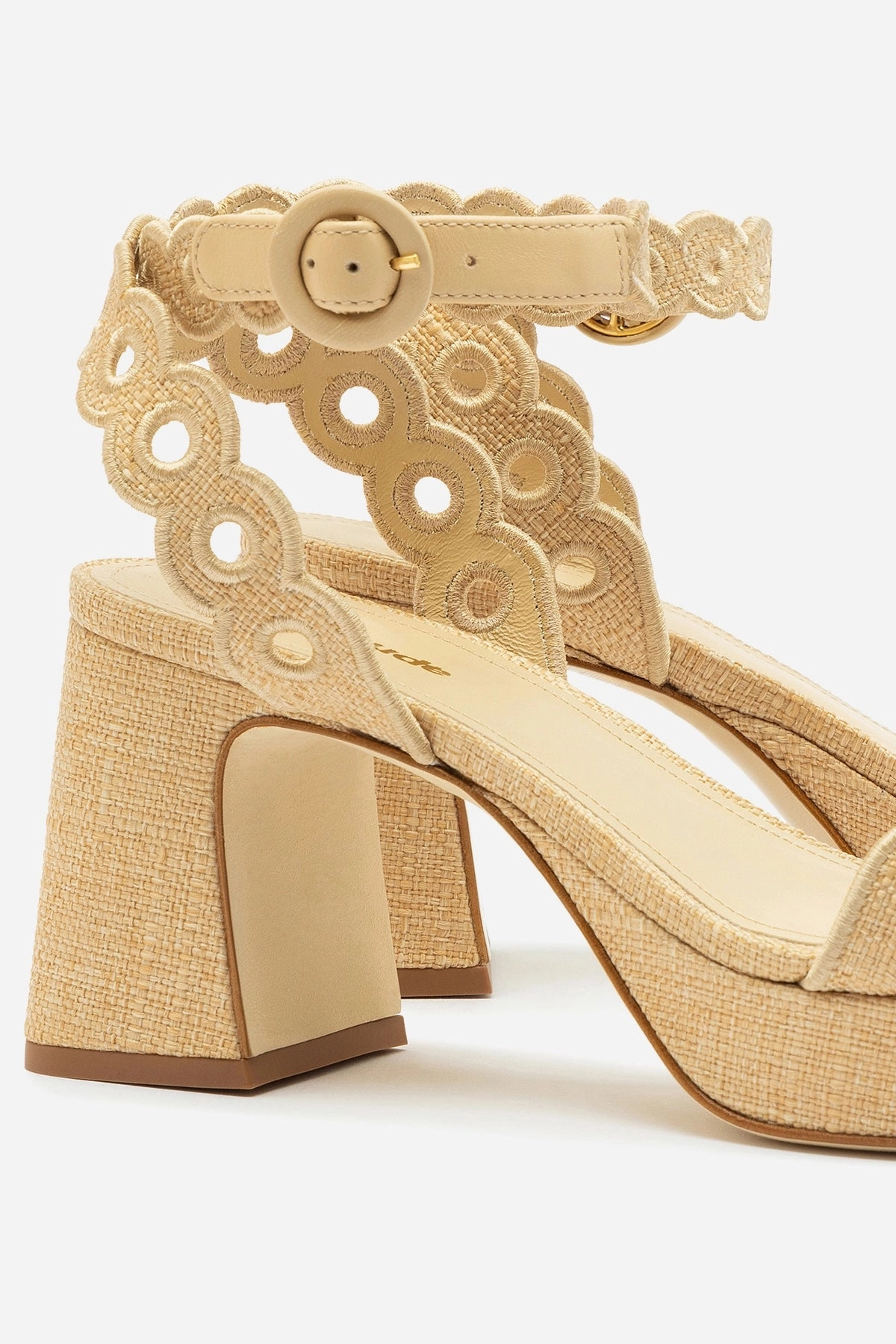 Dolly Broderie Low Sandal In Beige Raffia Global Cool Fit