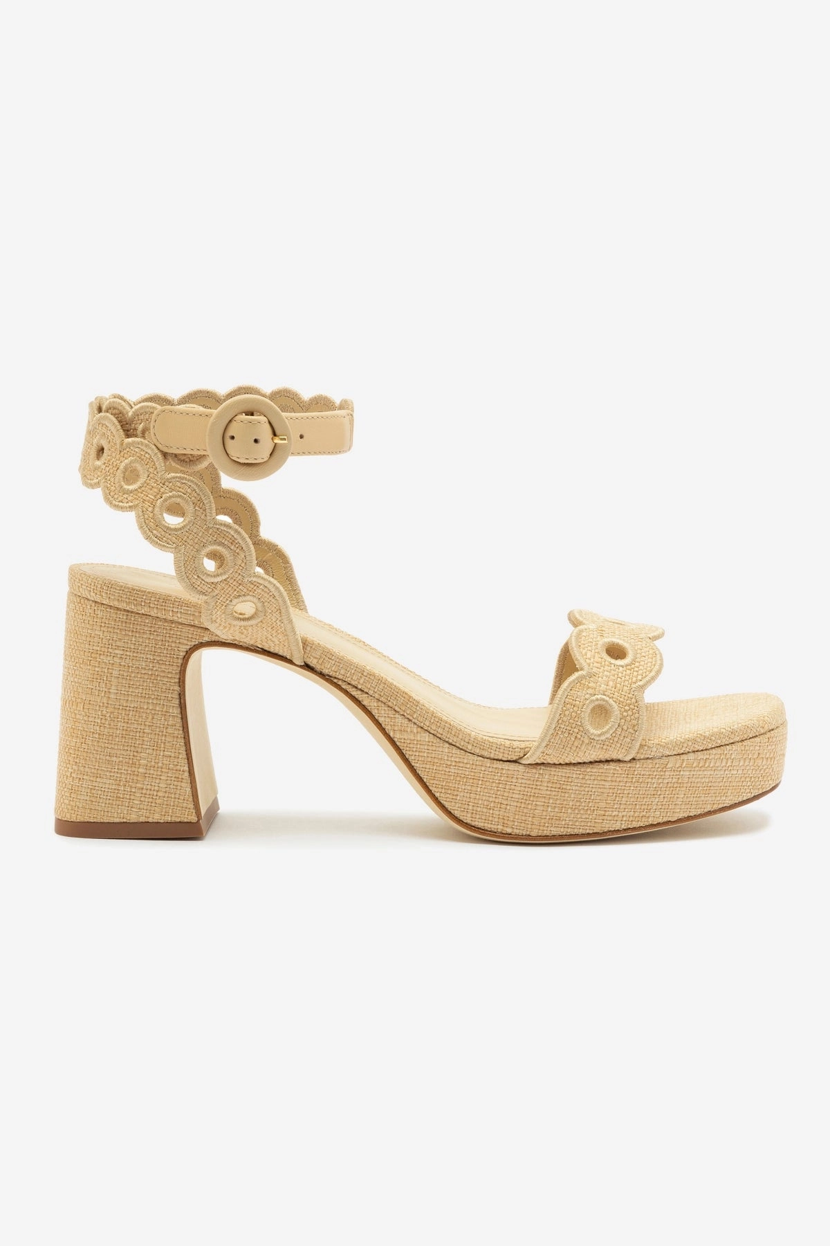 Casual Any Path Dolly Broderie Low Sandal In Beige Raffia