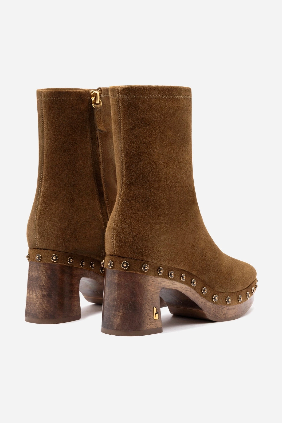 Lightweight Form Casual Wear Night Out Dolly Low Wooden In Russet Suede