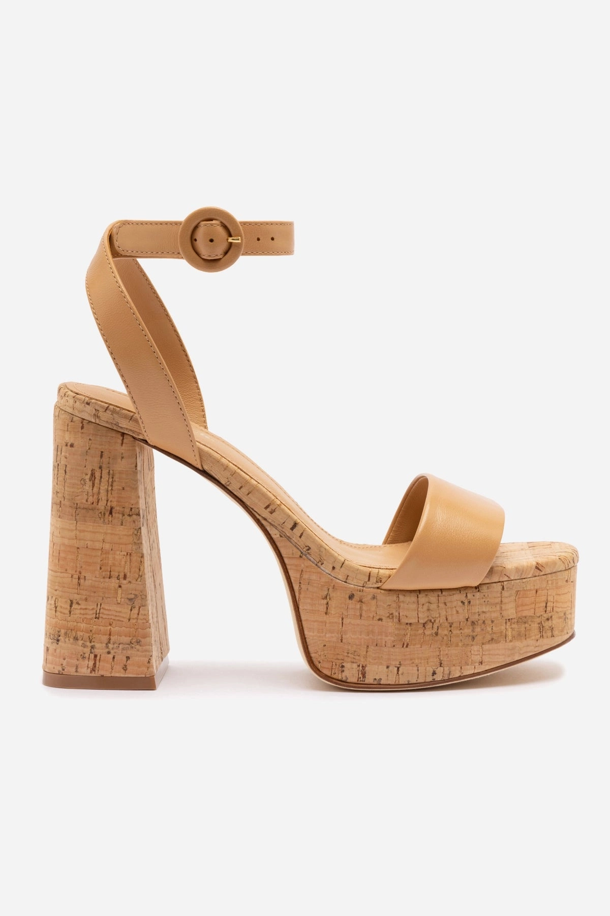 Comfort Slope Dolly Sandal In Tan Leather and Natural Cork