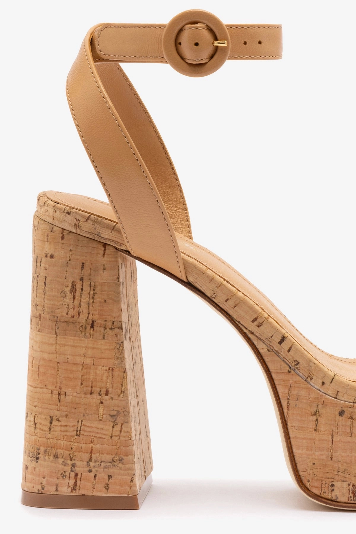 Step Free Dolly Sandal In Tan Leather and Natural Cork