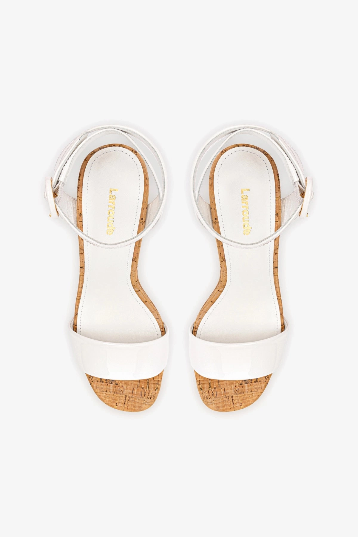 Dolly Sandal In White Patent Leather and Natural Cork Breathable Hill Tough