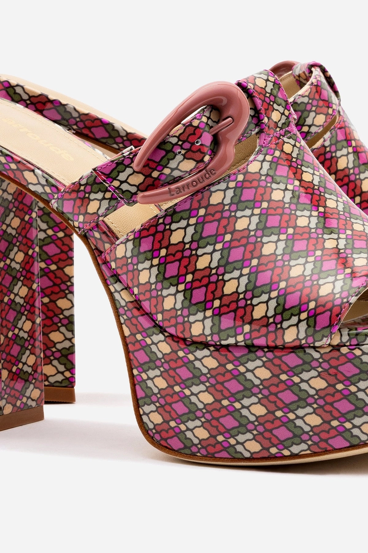 Comfort Dolly Verona Mule In Pink Vichy Patent Leather