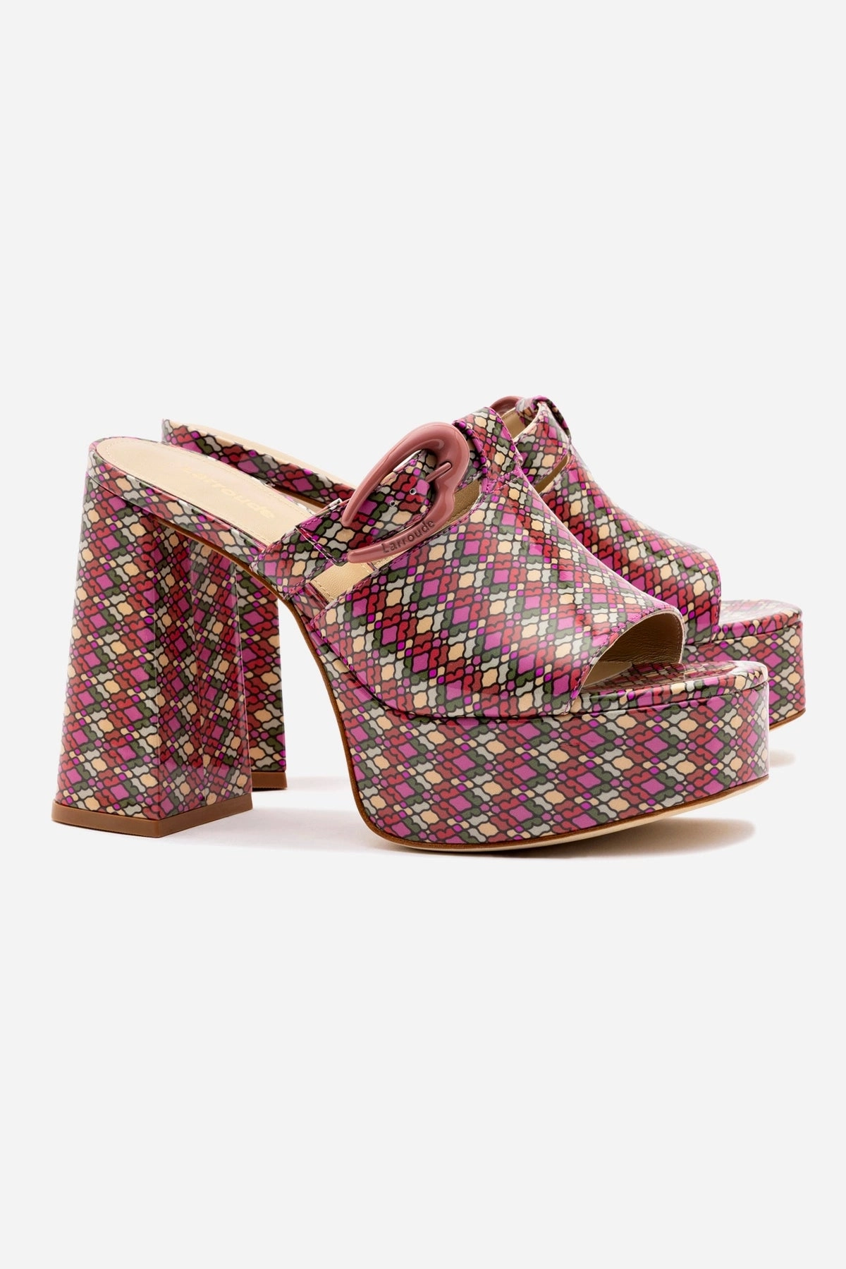 Dolly Verona Mule In Pink Vichy Patent Leather Waterproof Outdoor Travel Energy Returning Foam