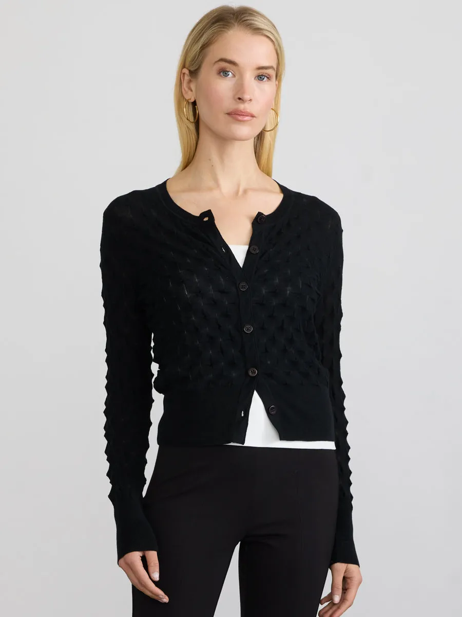 DIMENSIONAL CARDI Relaxed Silhouette Layered Sleeve